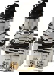 Selector Switch with Contact Blocks: 3 Positions, Maintained (MA), 0.5 Amp, Black Knob